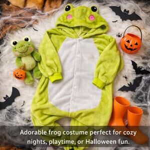 Frog Pajama Costume Youth XL Womens Small Green One Piece Sleepwear